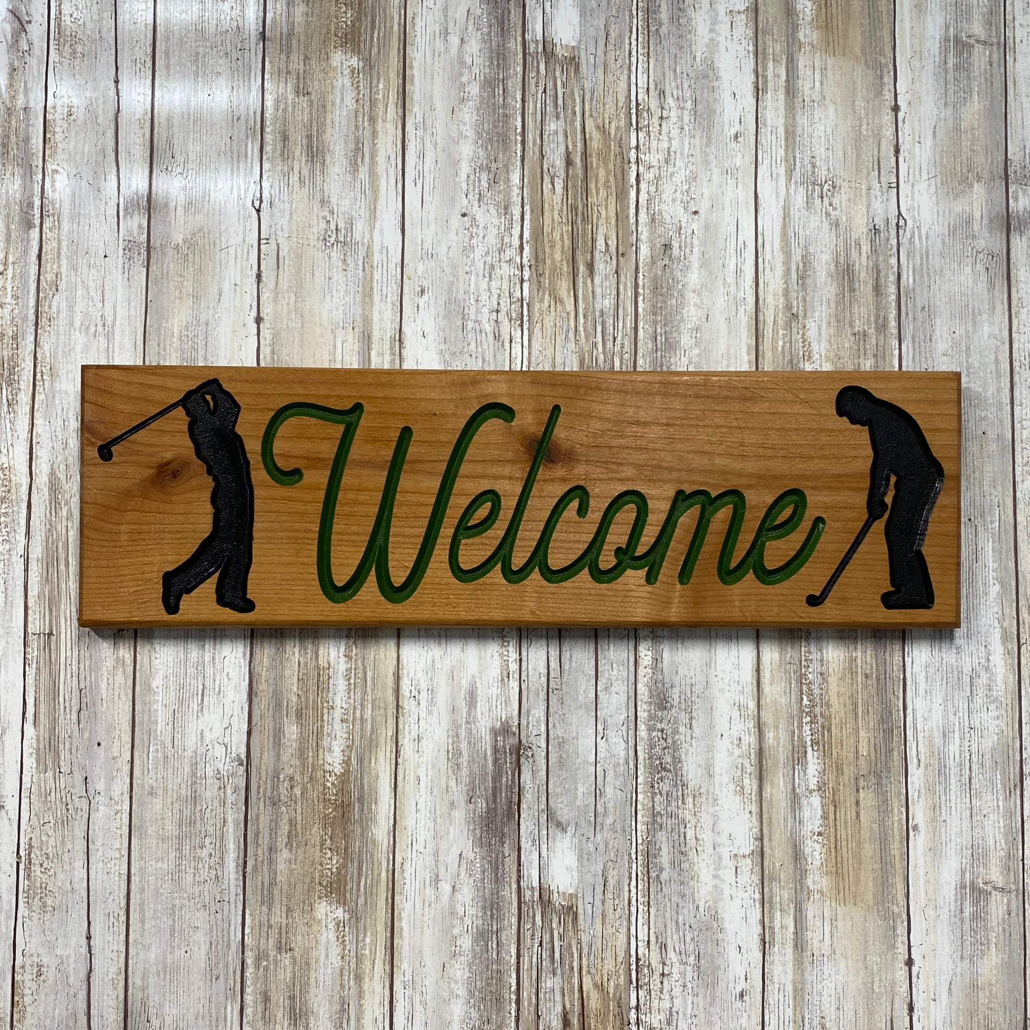 Golf Welcome  Sign - Carved Knotty Alder Wood