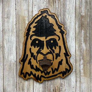 Sasquatch Bigfoot Face - Pine Wood Bottle Opener