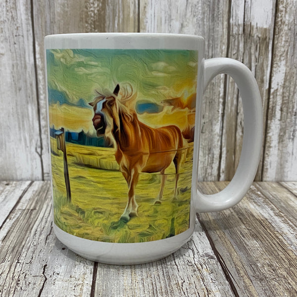 Sunriver Stables Feisty Horse - Sunriver Oregon - 15oz Coffee Mug