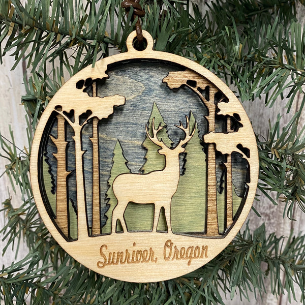 Sunriver 3 Dimensional Forest Deer Christmas Tree Ornament