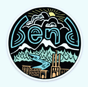 Bend Oregon Skyline Vinyl Sticker - Created by Michele Michael