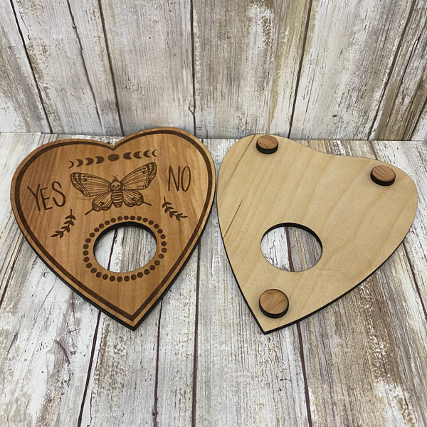 Skull Moth Ouija Board Planchette Candle Holder - Laser cut and engraved wood