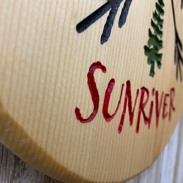 Round PNW Pacific North West Sunriver Sunriver Sign - Carved Pine Wood