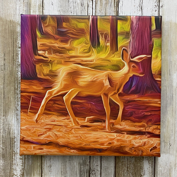Little Fawn Deer - 8x8 Inch Digital Art Canvas by Vivian Houser