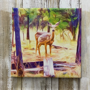 Mama Deer - 8x8 Inch Digital Art Canvas by Vivian Houser