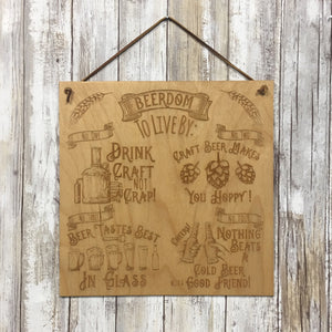 Beerdom to Live By - Beer Lover's Guide to Life - Wall Hanging