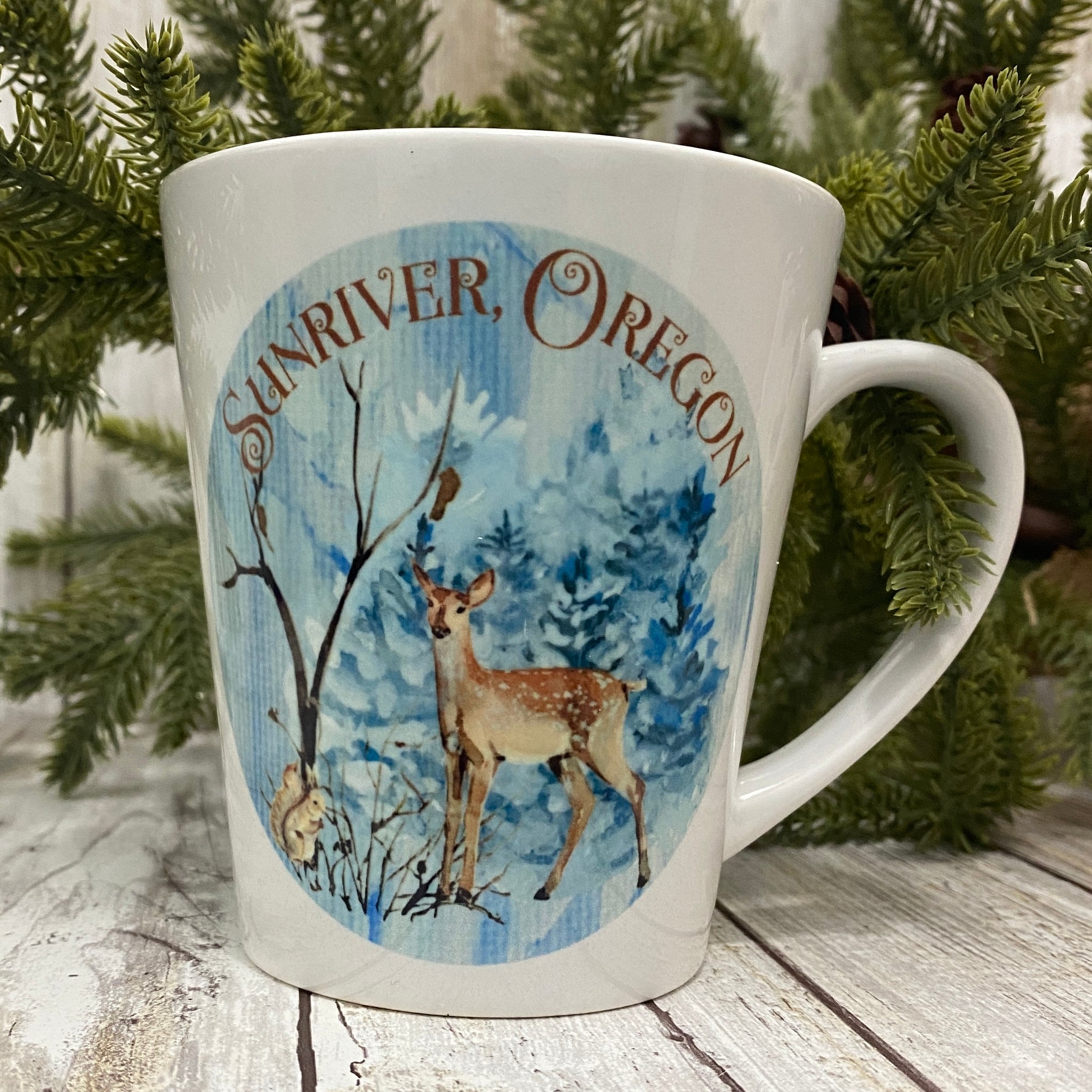 Winter Forest Scene - Sunriver Oregon - 12oz Latte Coffee Tea Mug