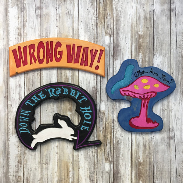 Alice in Wonderland Quote Signs 3 - Carved Pine Wood