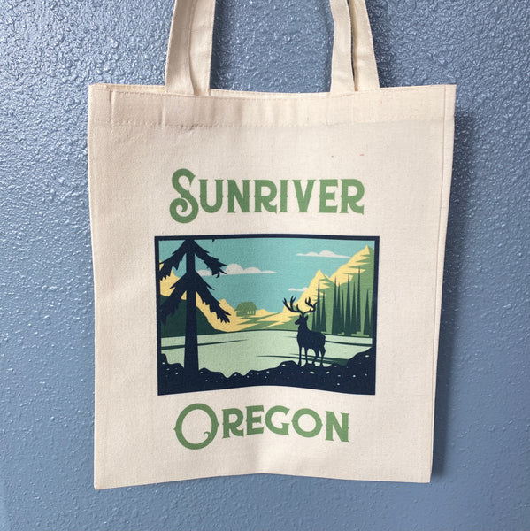 Sunriver Oregon Mountain Deer Canvas Tote Bag
