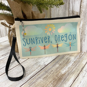 Sunriver Oregon - Sunny Dragon Fly - Canvas Wristlet Purse