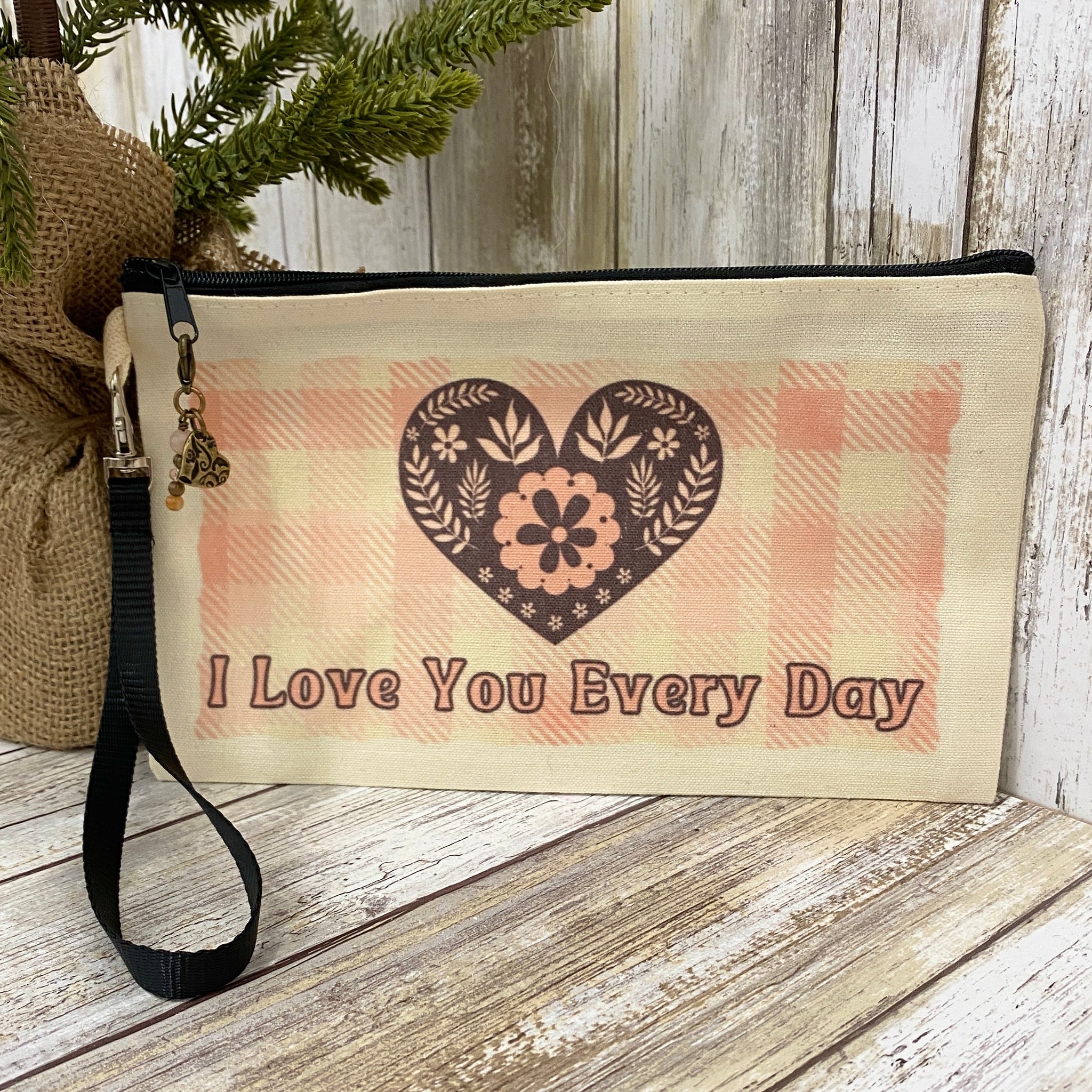 I Love You Everyday - Country Heart - Canvas Wristlet Purse