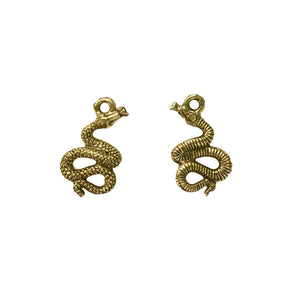 Asp Snake Charms - Qty of 5 - 24kt Gold Plated Lead Free Plated Pewter - American Made