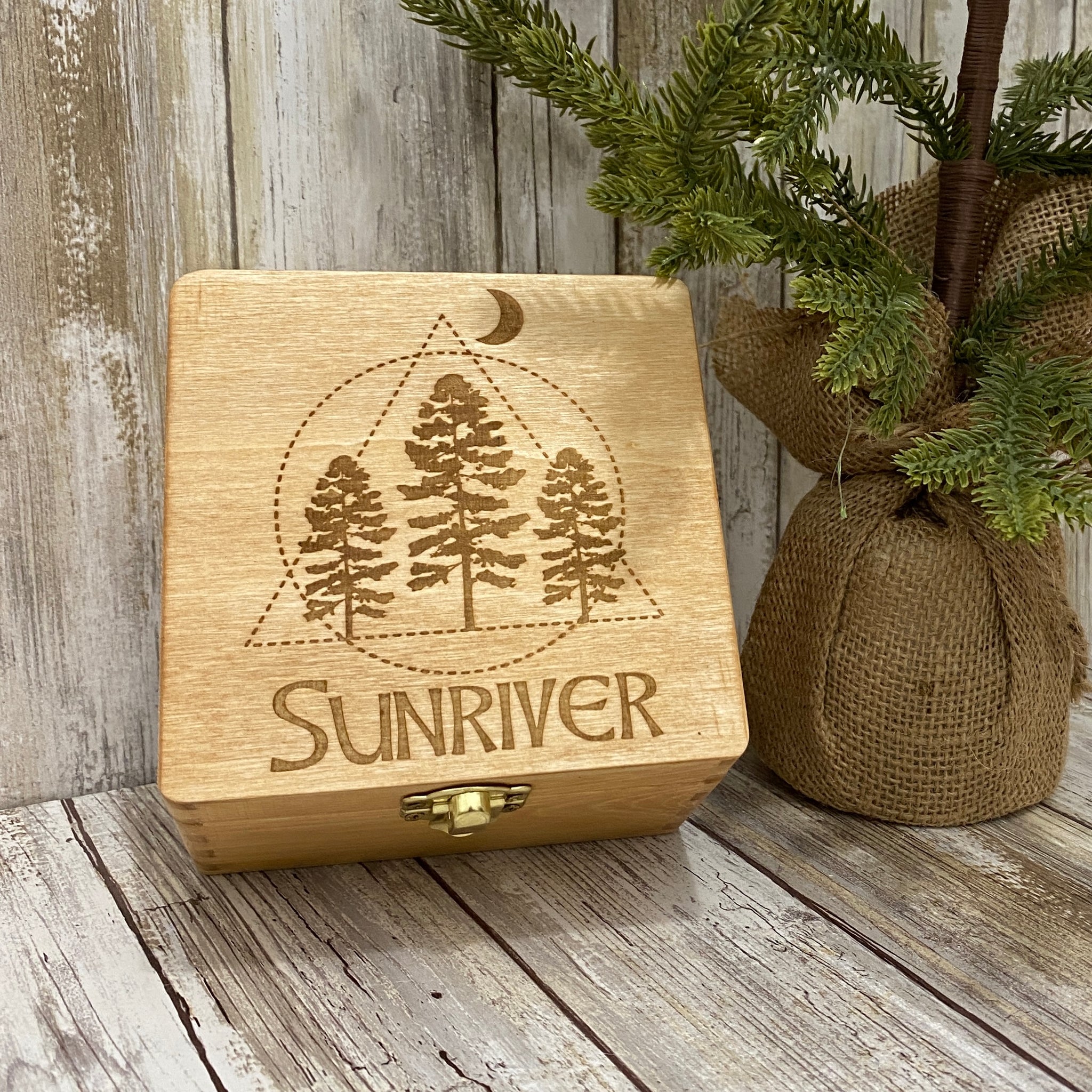 Sunriver Oregon Sacred Forest Box - Laser Engraved Wood