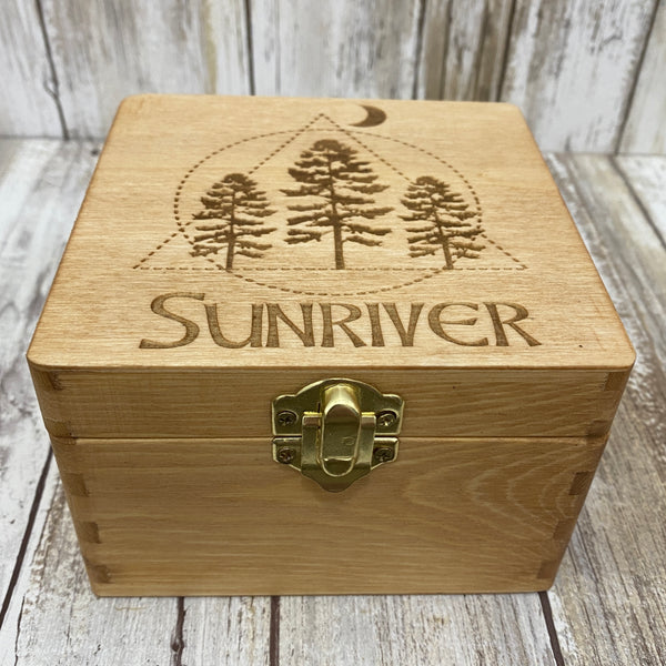 Sunriver Oregon Sacred Forest Box - Laser Engraved Wood