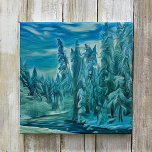 Winter on the Deschutes River - 8x8 Inch Digital Art Canvas by Vivian Houser