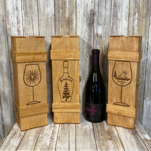Sunriver Oregon Wine Gift Box - Laser Engraved Wood