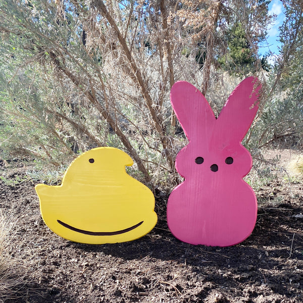 Peeps Bunny OR Chick Easter Sign - Carved Pine Wood