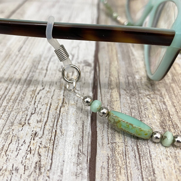Sandy Beach Aqua Beaded Eye Glass Cord Leash Necklace