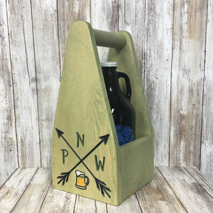 PNW Pacific North West Beer Carrier - As Shown Holds One 64oz Growler Bottle - Other Sizes Available