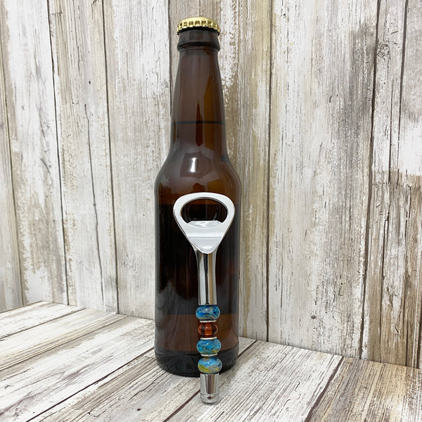 Earth Colors Beer Bottle Opener - Handmade Glass Lampwork Beads