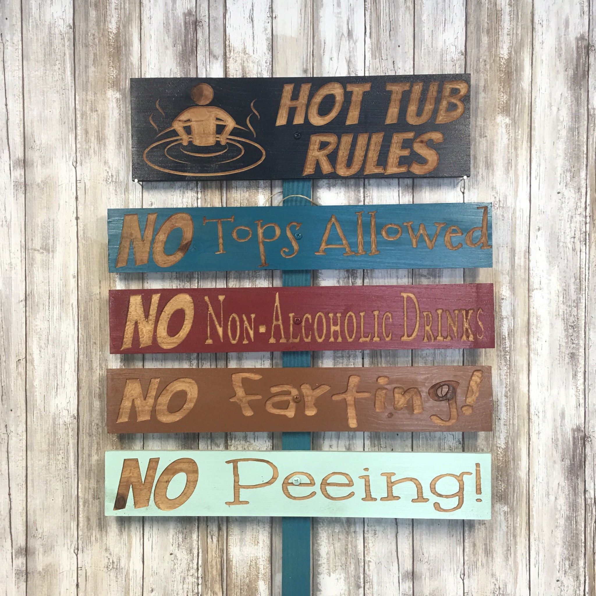 Hot Tub Spa Jacuzzi Rules Yard Sign-  Carved Cedar Directional signs