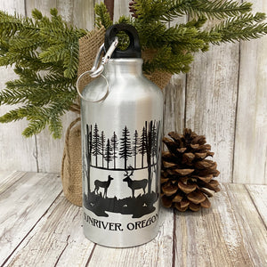 Deer Love in the Forest - Sunriver Oregon - 17oz Canteen Water Bottle