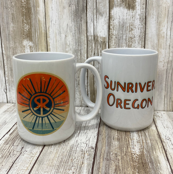 Sunriver Oregon Logo Retro Rainbow - 15oz Coffee Mug