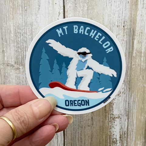 Mt Bachelor Snowboard Yeti Sticker - Created by Vivian Houser