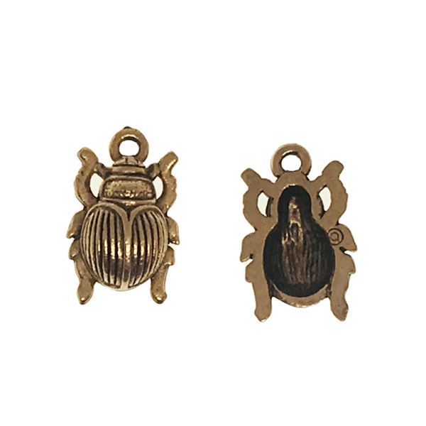 Beetle Charms - Qty 5 - 22kt Gold Plated Lead Free Pewter - American Made
