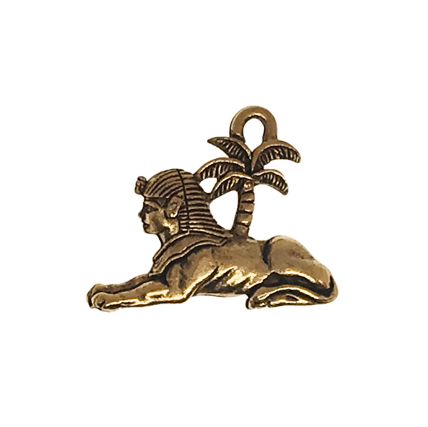 Egyptian Sphinx Charms - Qty of 5 Charms - 22kt Gold Plated Lead Free Pewter - American Made