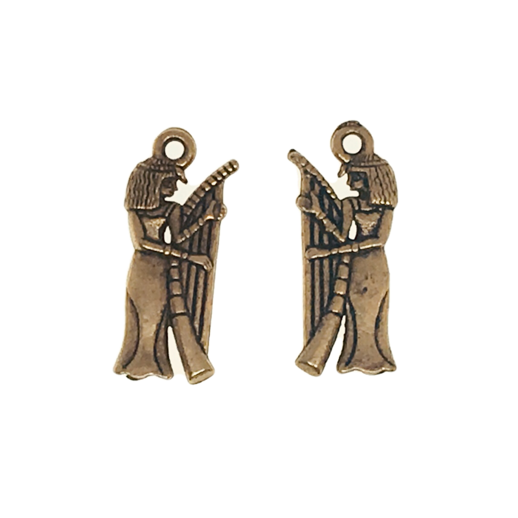 Egyptian Musician Charms - Qty of 5 - 24kt Gold Plated Lead Free Plated Pewter - American Made