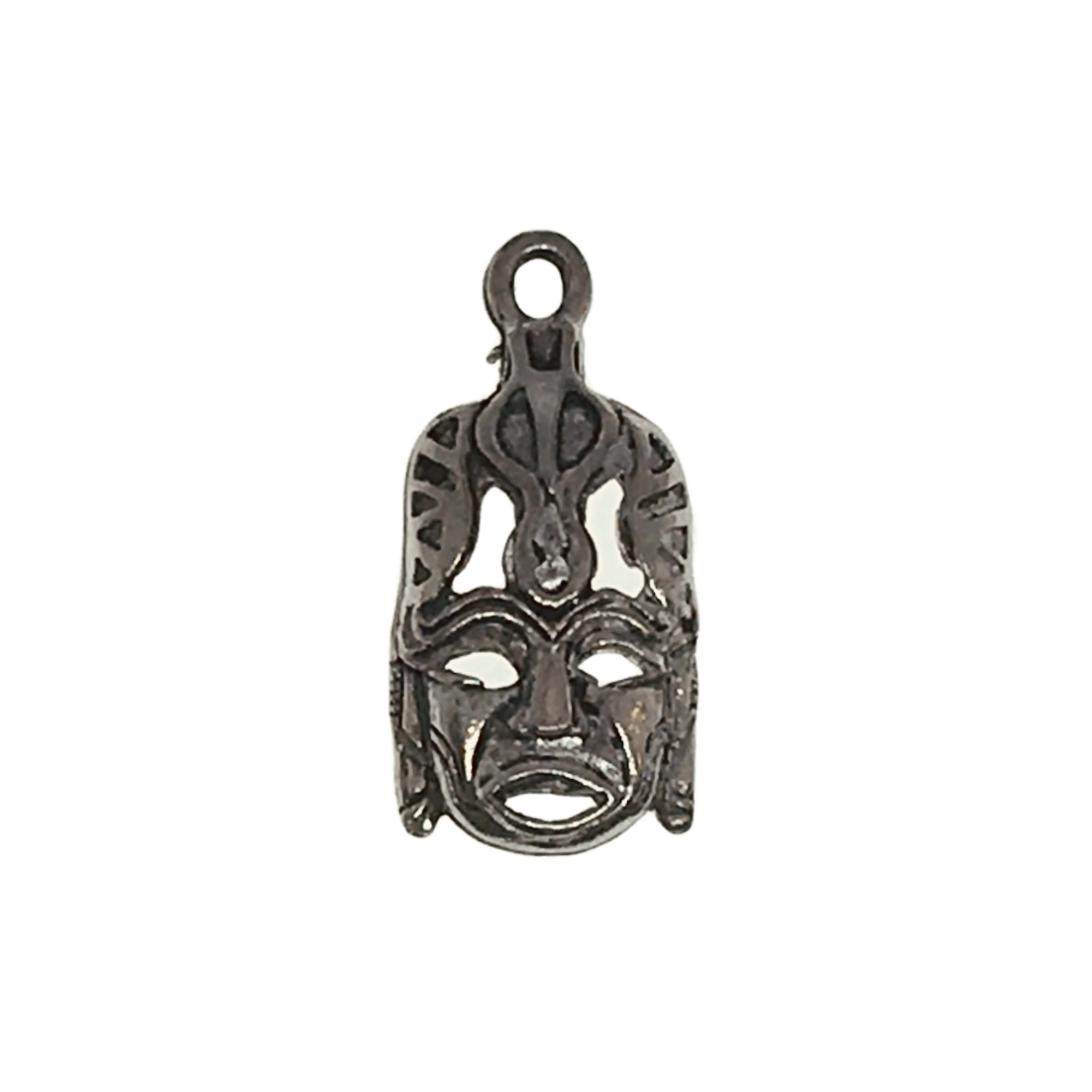 Safari Tribal Mask Charms - Qty of 5 Charms -Lead Free Pewter Silver - American Made