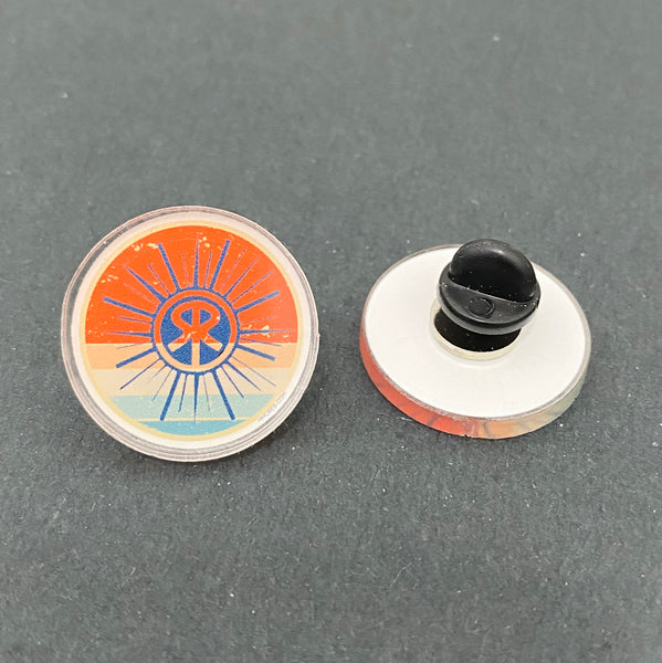 Sunriver Oregon Logo Retro Rainbow - Acrylic Lapel Pin