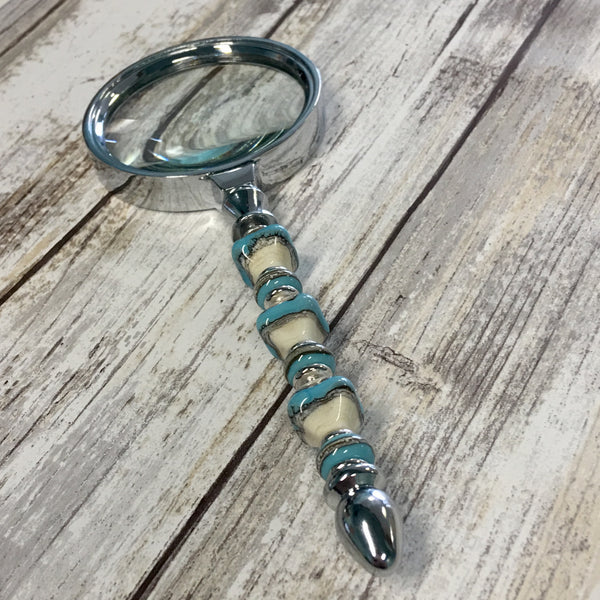 Magnifying Glass - Turquoise and Ivory