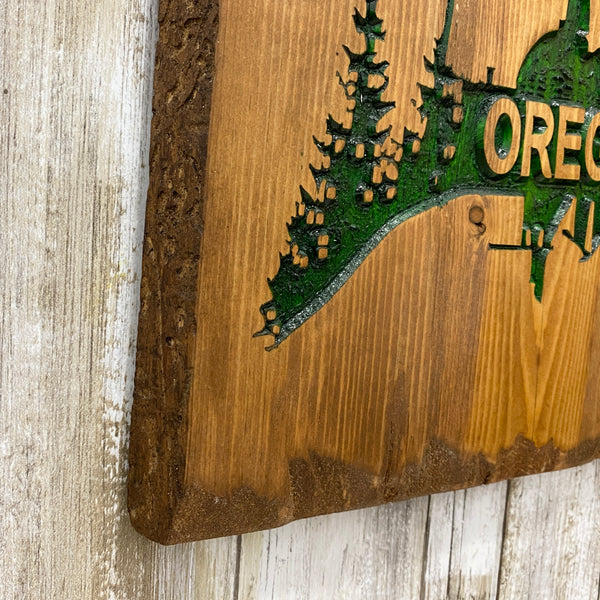 Mt Bachelor Oregon Ski Lift - Carved Live Edge Pine Wall Hanging Sign