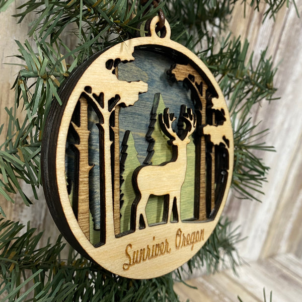 Sunriver 3 Dimensional Forest Deer Christmas Tree Ornament