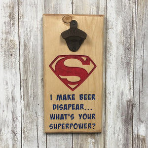 Super Power Beer Bottle Cap Opener - Wall Mounted