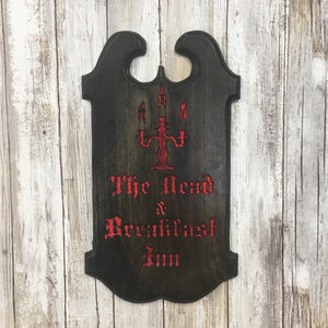 The Dead & Breakfast Inn Halloween Sign - Carved Pine Wood
