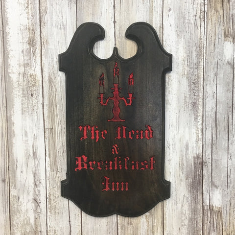 The Dead & Breakfast Inn Halloween Sign - Carved Pine Wood