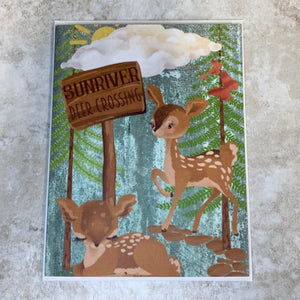 Sunriver Deer Crossing Greeting Card - Created by Houser House Creations