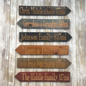 Design Your Own Location and Miles Directional Sign or Set - Customize Personalize