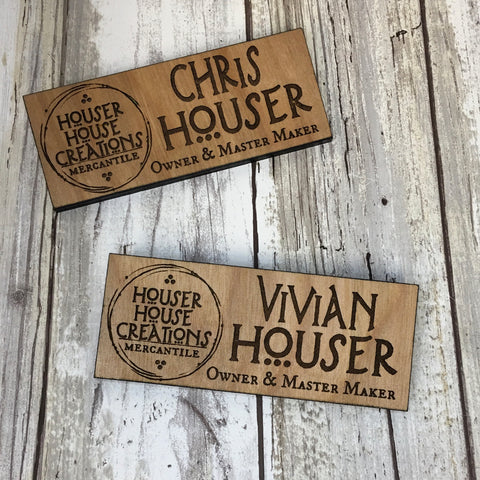 Custom Employee Name Tag Badge - Cut to your specifications - Birch Plywood
