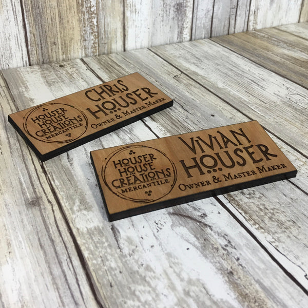Custom Employee Name Tag Badge - Cut to your specifications - Birch Plywood