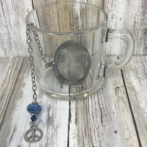 Denim Blue Peace - Lampwork Bead & Charm Loose Tea Infuser Steeper Ball