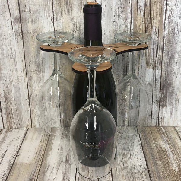 Sunriver Wine Bottle Glass Holder - 2, 3 or 4 Glass Option