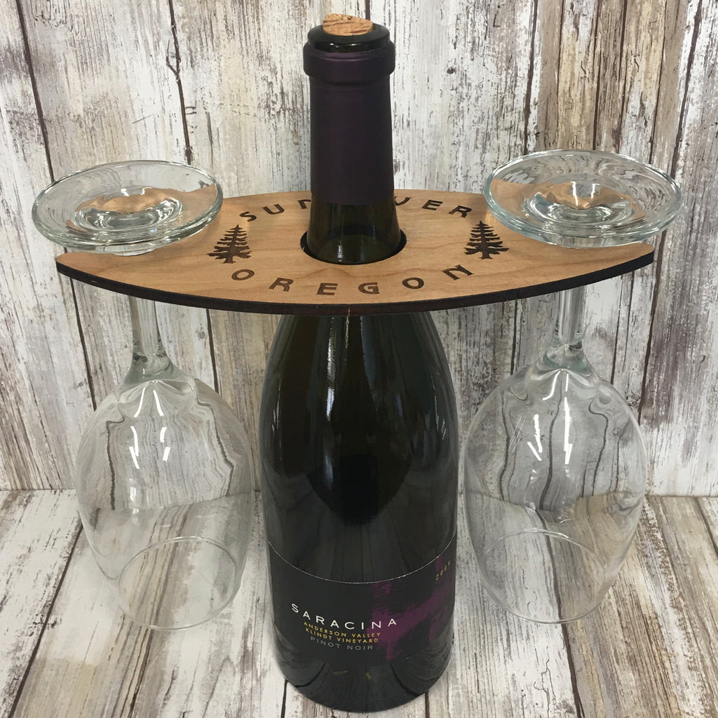 Sunriver Wine Bottle Glass Holder - 2, 3 or 4 Glass Option