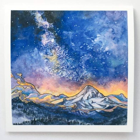 Mt Hood Alpenglow - Blank Greeting Card - Created by Christina McKeown