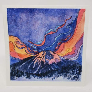 Mt Bachelor Glow - Blank Greeting Card - Created by Christina McKeown