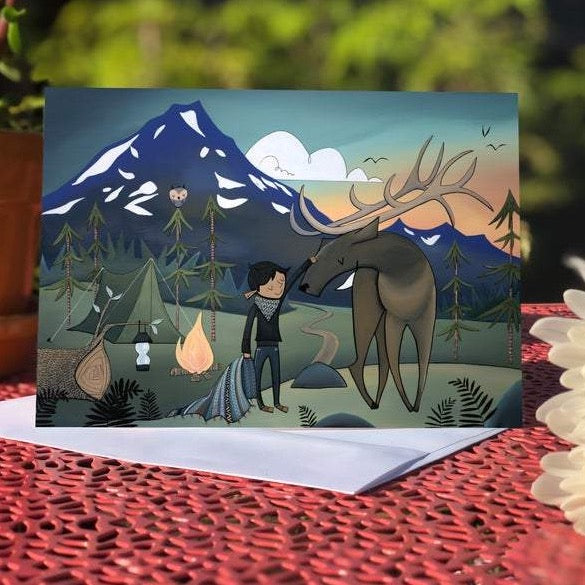 Elk Mountain Boy Blanket - Blank Greeting Card - Created by Megan Marie Myers #31