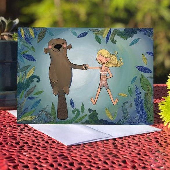 Otter - Blank Greeting Card - Created by Megan Marie Myers #14